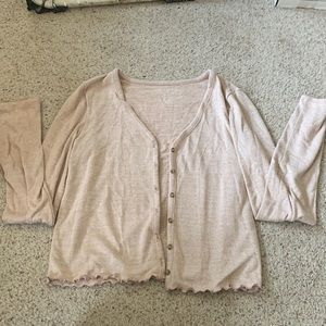SOFT light pink button up cardigan